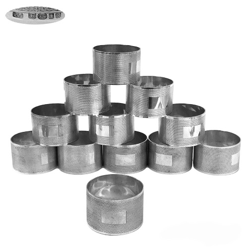 Set of 12 Sterling  Silver Napkin Rings 2004